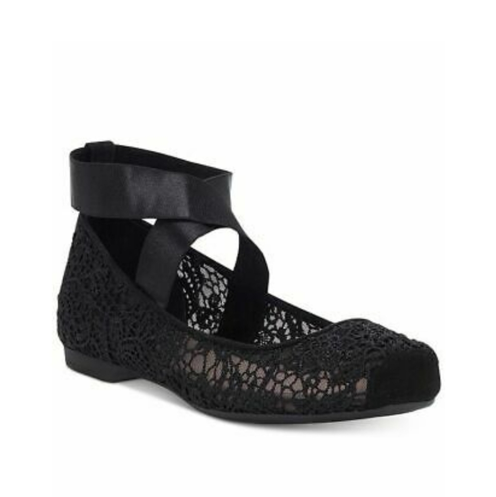 Jessica Simpson Black Lace Magda Ballet Flat sz 8